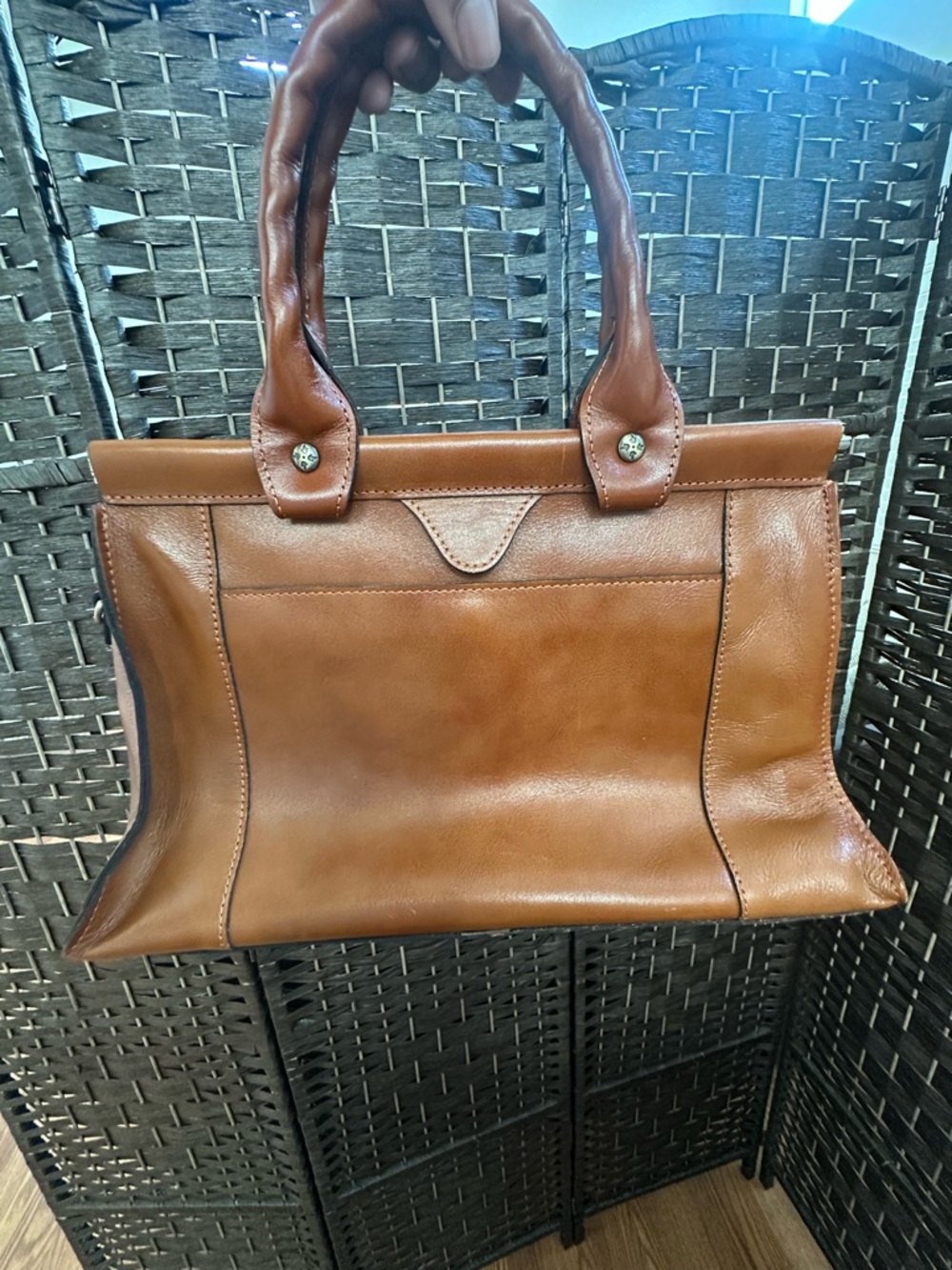 Patricia Nash Woven Leather Satchel - Tan Brown - Picture 3 of 9